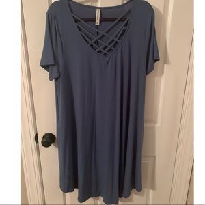 Plus Size Blue Cage Top Swing Dress